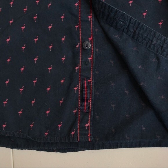 Zipcode Travellers Collection Slim Fit Flamingo All Over Print Shirt Mens Large - Picture 7 of 16